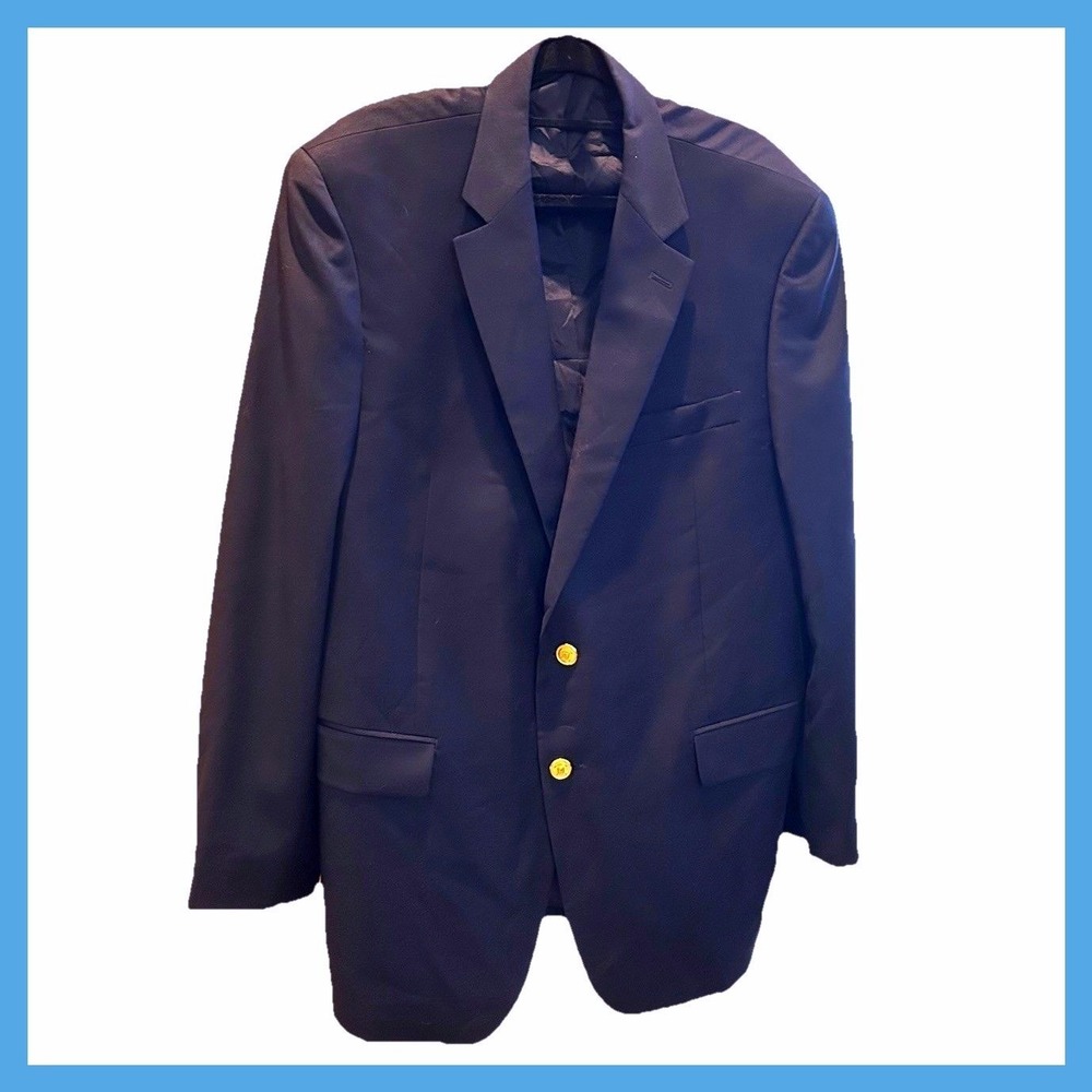 Lauren Ralph Lauren Blazer Sport Coat Mens 44R Blue W/Gold Buttons Single Vent